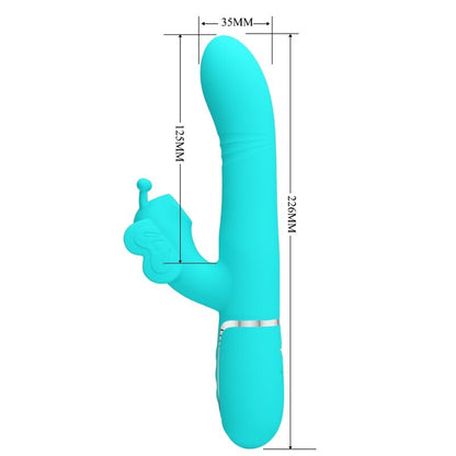 PRETTY LOVE - MULTIFUNCTION RABBIT VIBRATOR 4 IN 1 BUTTERFLY AQUA GREEN - 2