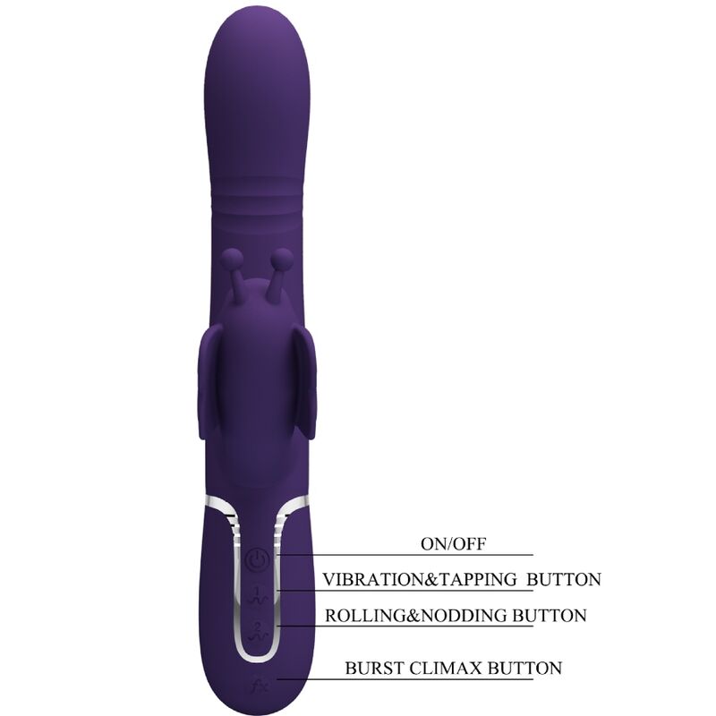 PRETTY LOVE - MULTIFUNCTION RABBIT VIBRATOR 4 IN 1 BUTTERFLY PURPLE - 10