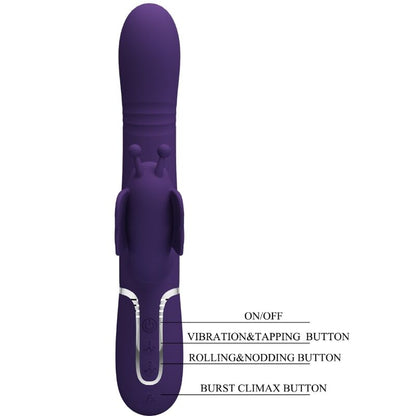 PRETTY LOVE - MULTIFUNCTION RABBIT VIBRATOR 4 IN 1 BUTTERFLY PURPLE - 10