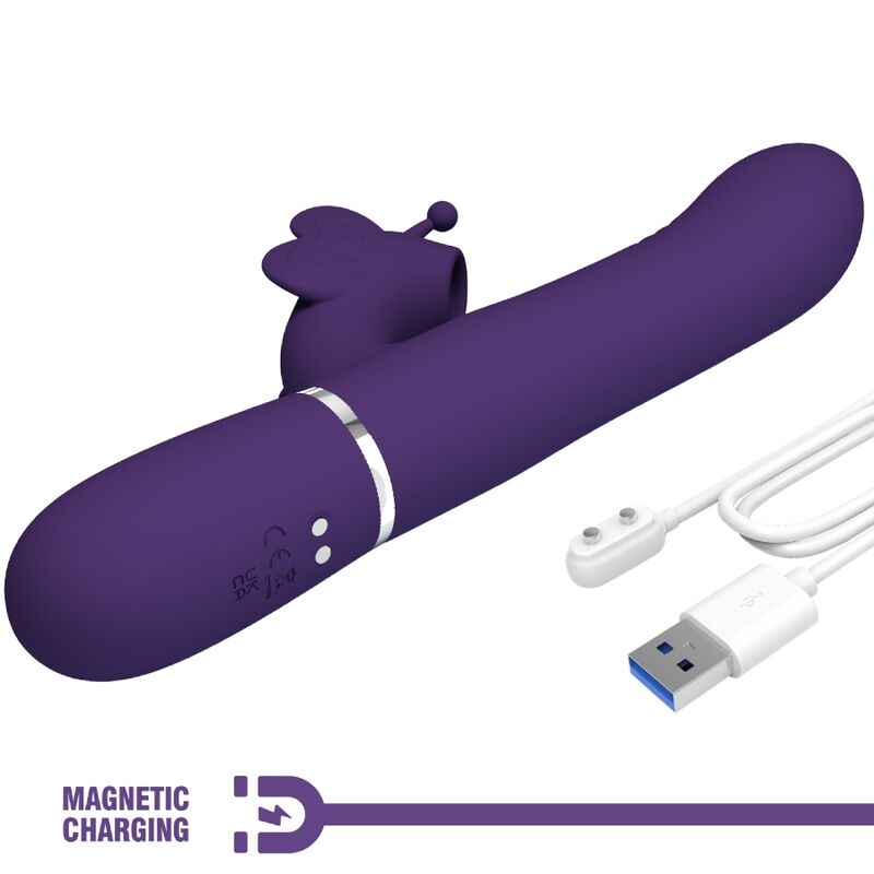 PRETTY LOVE - MULTIFUNCTION RABBIT VIBRATOR 4 IN 1 BUTTERFLY PURPLE - 8