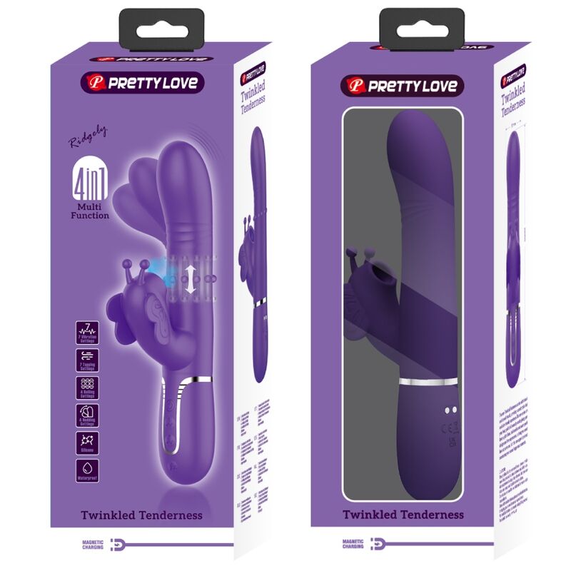 PRETTY LOVE - MULTIFUNCTION RABBIT VIBRATOR 4 IN 1 BUTTERFLY PURPLE - 2