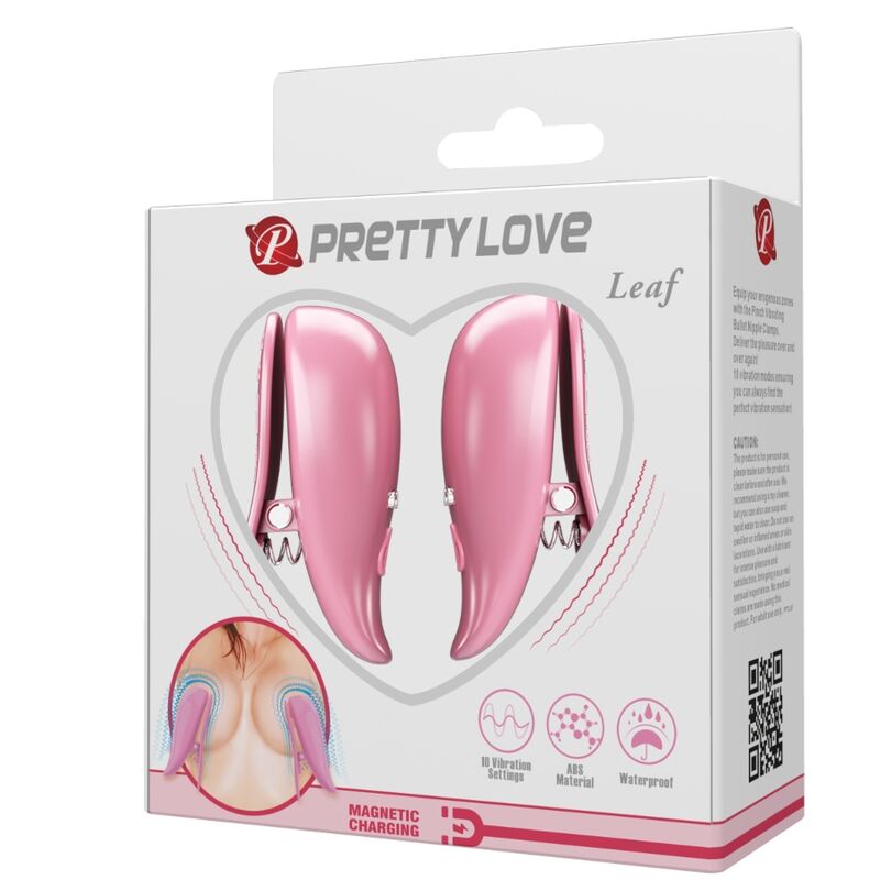 PRETTY LOVE - LEAF VIBRATING NIPPLE CLAMPS PINK - 5