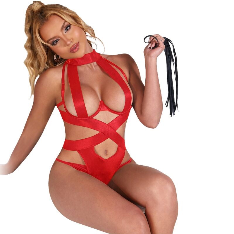 SUBBLIME - SEXY HALTER BODY WITH HARNESS RED L/XL - S/M - 4