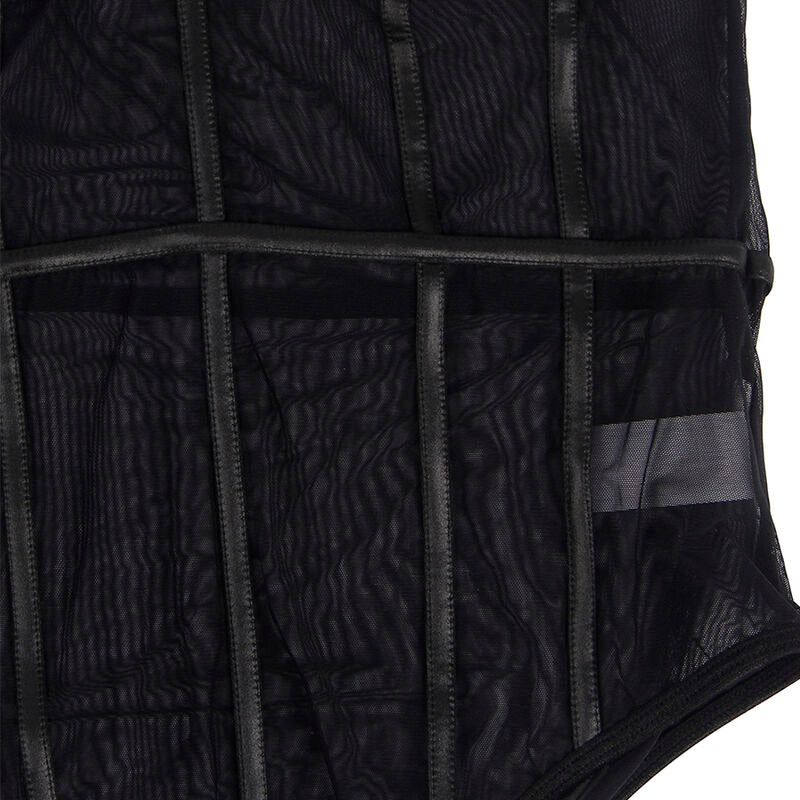 SUBBLIME - BLACK CHAIN ​​STRAPS BODYSUIT L/XL