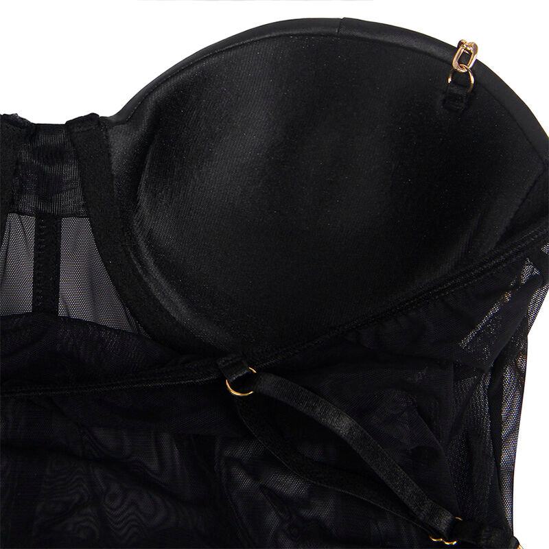 SUBBLIME - BLACK CHAIN SUSPENDERS BODYSUIT L/XL - 3