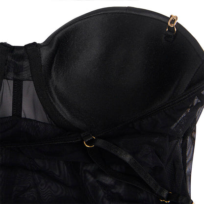SUBBLIME - BLACK CHAIN SUSPENDERS BODYSUIT L/XL - 3