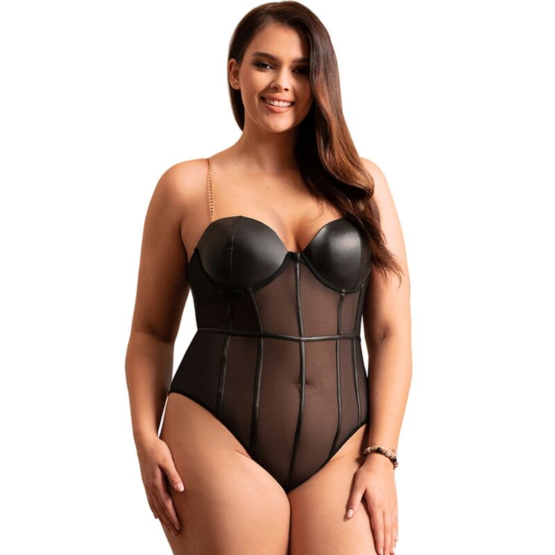 SUBBLIME - BLACK CHAIN SUSPENDERS BODYSUIT L/XL - S/M - 15