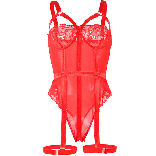 SUBBLIME - TEDDY WITH GARTER STRAP DETAIL CHEST RED L/XL - 1