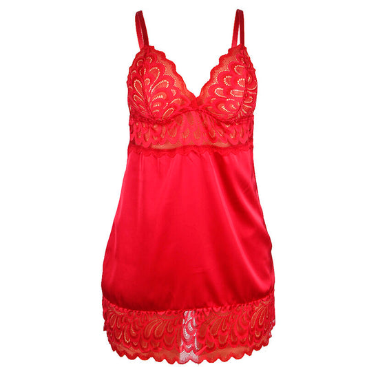 SUBBLIME - BABYDOLL SATINADO AVEC ENCAJE ROJO S/M