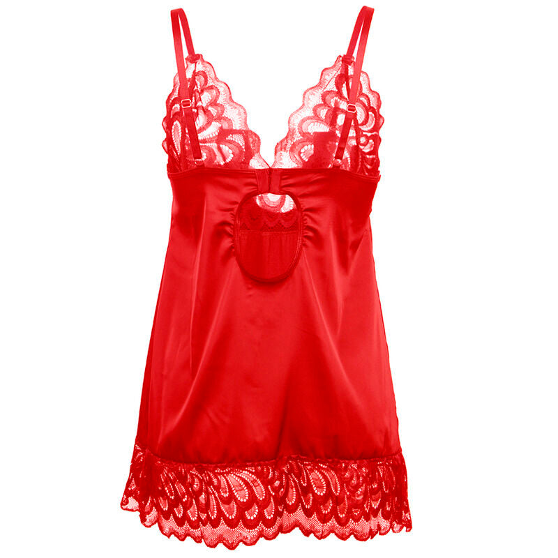 SUBBLIME - SATIN BABYDOLL WITH LACE RED L/XL - S/M - 13