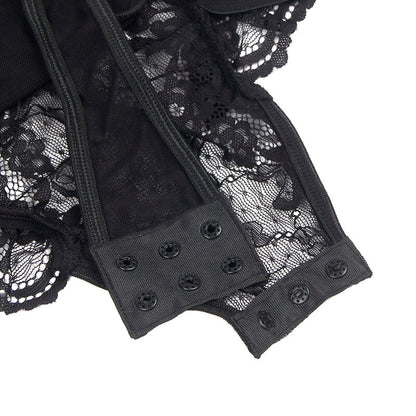 SUBBLIME - TEDDY WITH GARTER WITH LACE DETAIL AND STRIPS BLACK S/M - 14