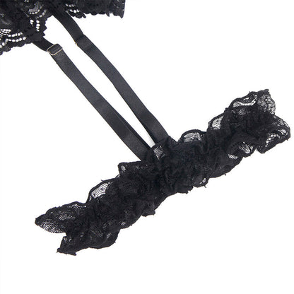 SUBBLIME - TEDDY WITH GARTER WITH LACE DETAIL AND STRIPS BLACK S/M - 13