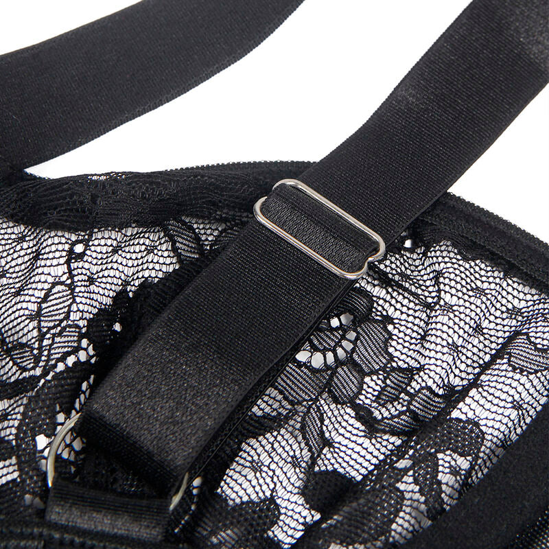 SUBBLIME - TEDDY WITH GARTER WITH LACE DETAIL AND STRIPS BLACK S/M - 9
