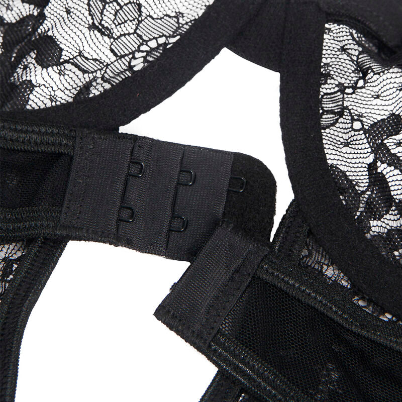 SUBBLIME - TEDDY WITH GARTER WITH LACE DETAIL AND STRIPS BLACK S/M - 3