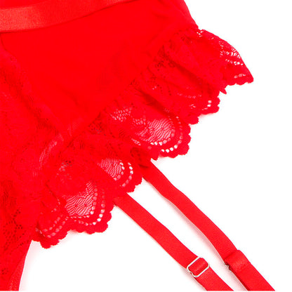 SUBBLIME - TEDDY WITH GARTER WITH LACE DETAIL AND STRIPS RED L/XL - S/M - 9