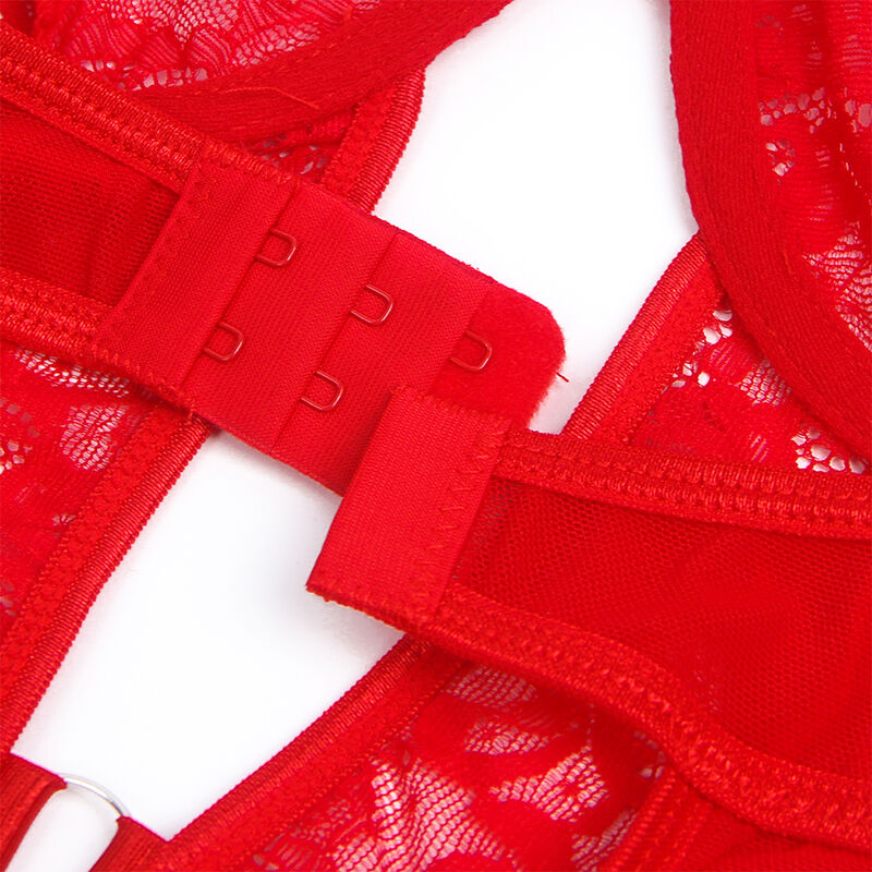 SUBBLIME - TEDDY WITH GARTER WITH LACE DETAIL AND STRIPS RED L/XL - L/XL - 18