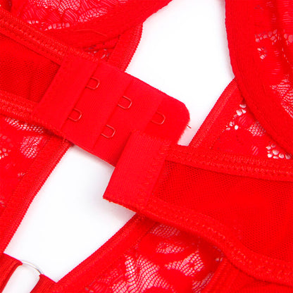 SUBBLIME - TEDDY WITH GARTER WITH LACE DETAIL AND STRIPS RED L/XL - L/XL - 18