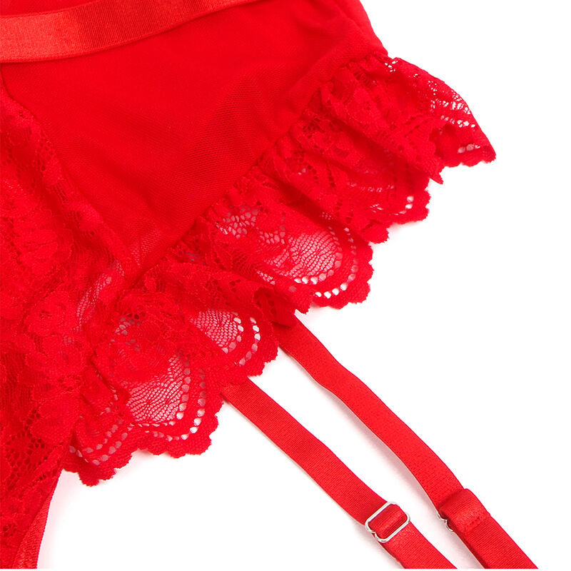 SUBBLIME - TEDDY WITH GARTER WITH LACE DETAIL AND STRIPS RED L/XL - L/XL - 16