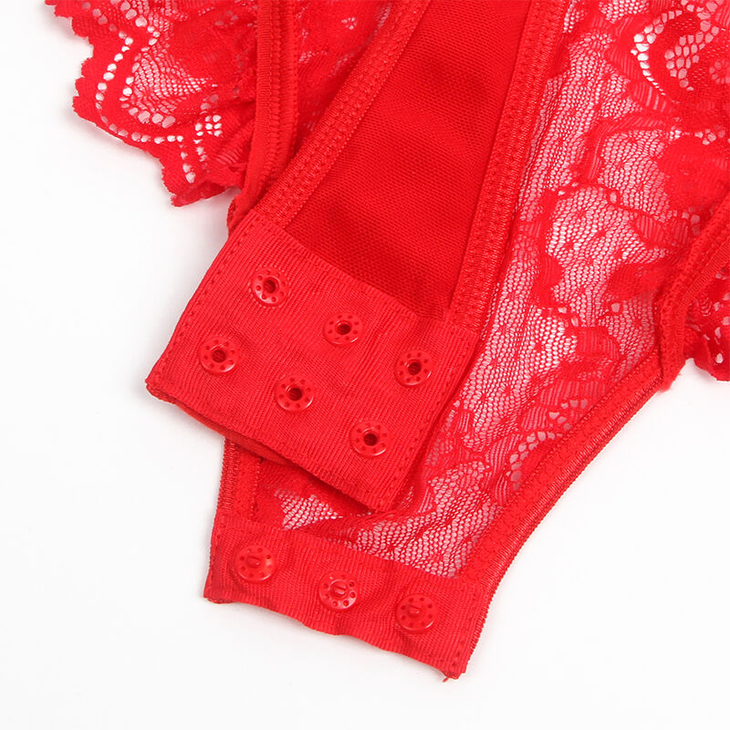 SUBBLIME - TEDDY WITH GARTER WITH LACE DETAIL AND STRIPS RED L/XL - L/XL - 13