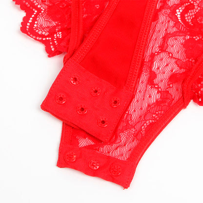 SUBBLIME - TEDDY WITH GARTER WITH LACE DETAIL AND STRIPS RED L/XL - L/XL - 13