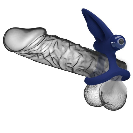 PRETTY LOVE - MAT DOUBLE RING WITH VIBRATION & STIMULATOR BLUE - 1