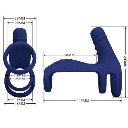 PRETTY LOVE - ELISH VIBRATING RING WITH EXTENSION BLUE - 5