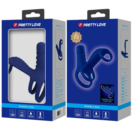 PRETTY LOVE - ELISH VIBRATING RING WITH EXTENSION BLUE - 1