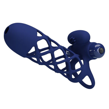 PRETTY LOVE - GIANN VIBRATOR RING WITH SILICONE SHEATH BLUE - 7
