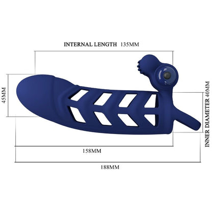 PRETTY LOVE - ALTAF VIBRATOR RING WITH SILICONE SHEATH BLUE - 10