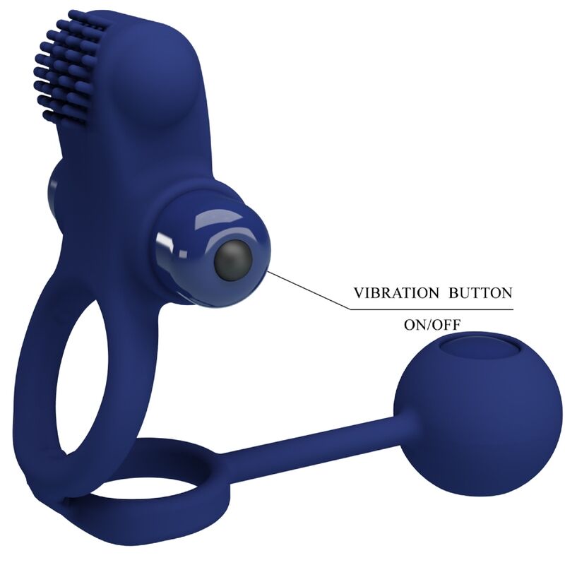 PRETTY LOVE - REMINGTON DOUBLE VIBRATING RING WITH BLUE PLUG