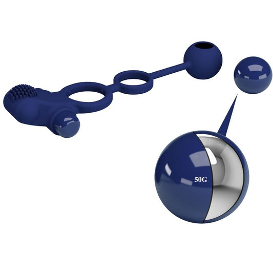 PRETTY LOVE - REMINGTON DOUBLE VIBRATING RING WITH PLUG BLUE - 1