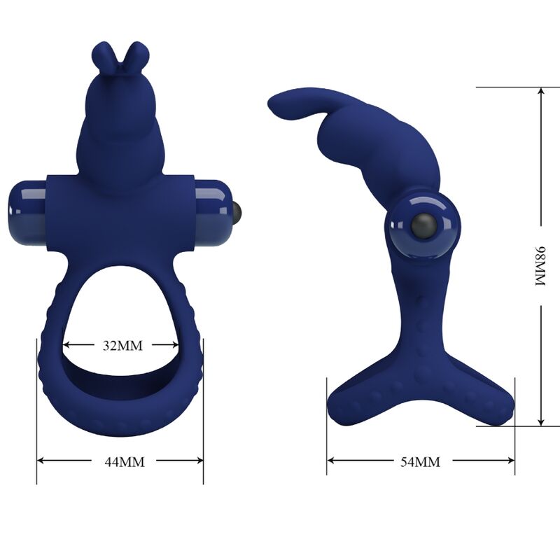 PRETTY LOVE - LUCHITO DOUBLE VIBRATING RING RABBIT BLUE - 10