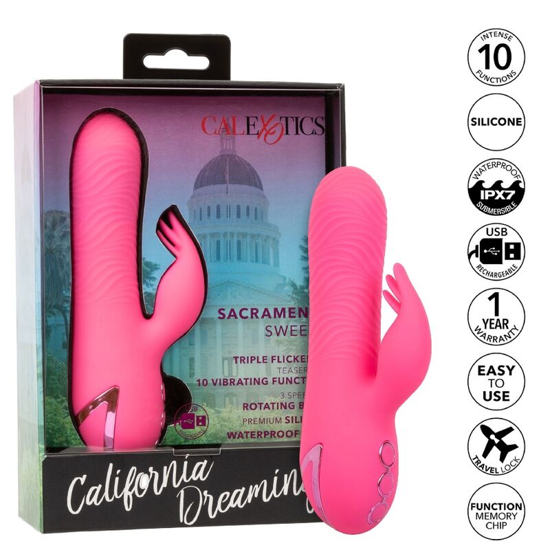 CALEXOTICS - SACRAMENTO SWEETIE VIBRATOR RABBIT PINK BY CALIFORNIA DREAMING - 9