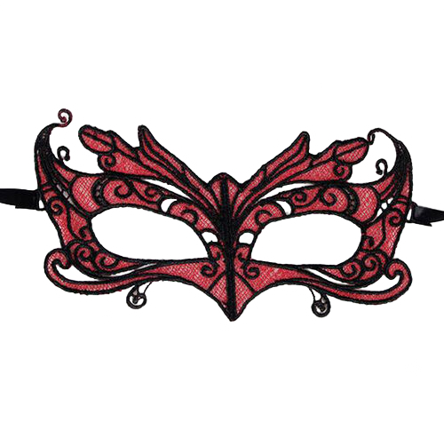 QUEEN LINGERIE - LACE MASK WITH RED DETAILS - 1