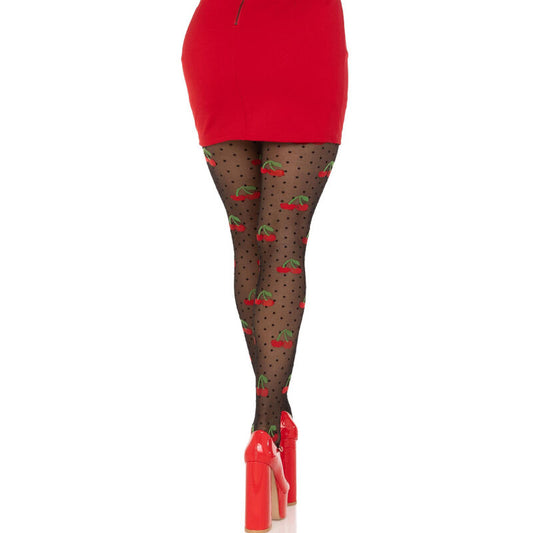 LEG AVENUE - BLACK CHERRY MOLES STOCKINGS - 1