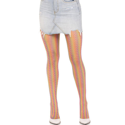 LEG AVENUE - MULTICOLOR CROCHET STOCKINGS - 4
