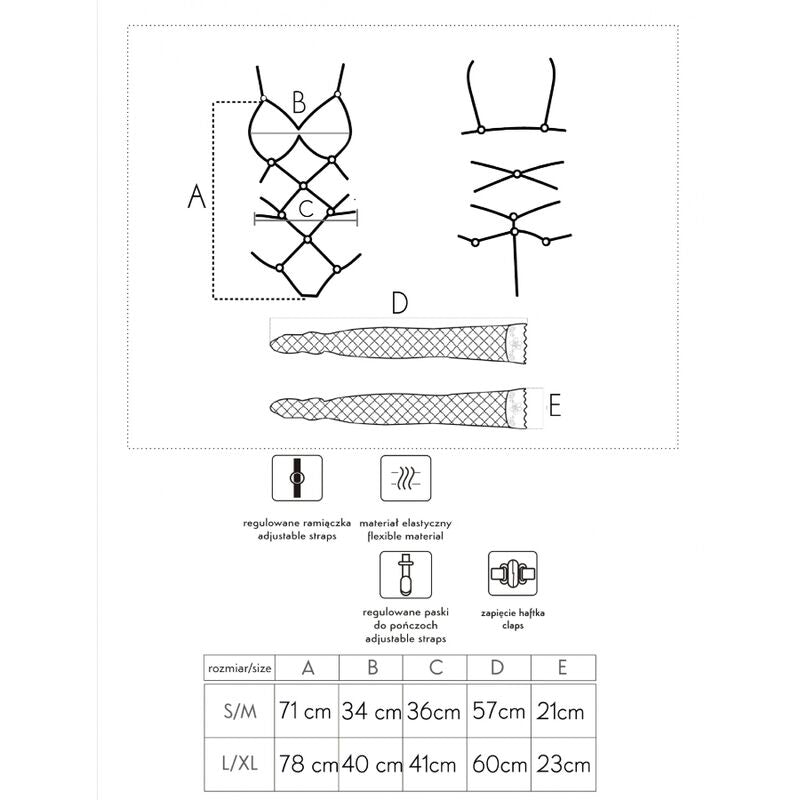 LIVCO CORSETTI FASHION - THIARA LC 20213 BODY + STOCKINGS SET BLACK L/XL