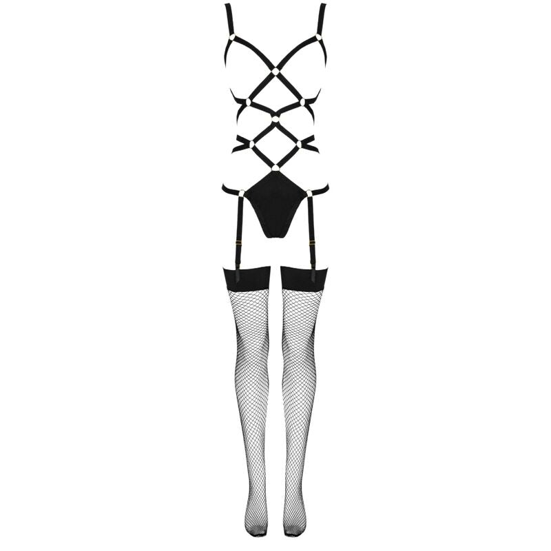 LIVCO CORSETTI FASHION - THIARA LC 20213 BODY + STOCKINGS SET BLACK L/XL