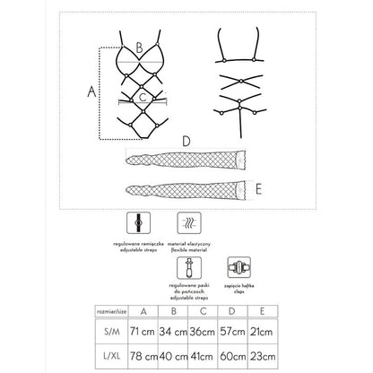 LIVCO CORSETTI FASHION - THIARA LC 20213 BODY + STOCKINGS SET BLACK L/XL