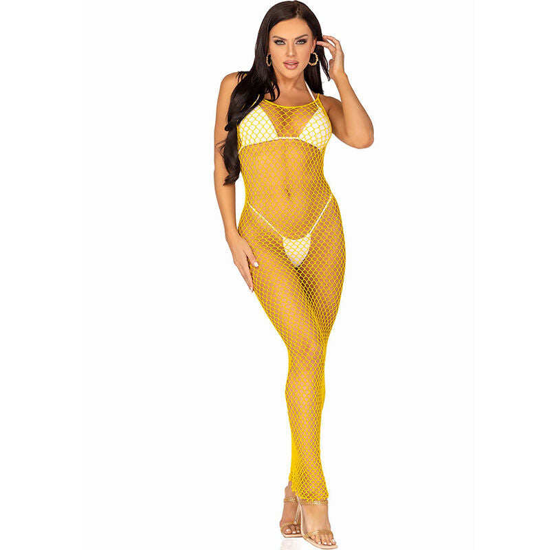 LEG AVENUE - LONG NET DRESS YELLOW ONE SIZE - FUCHSIA - 10