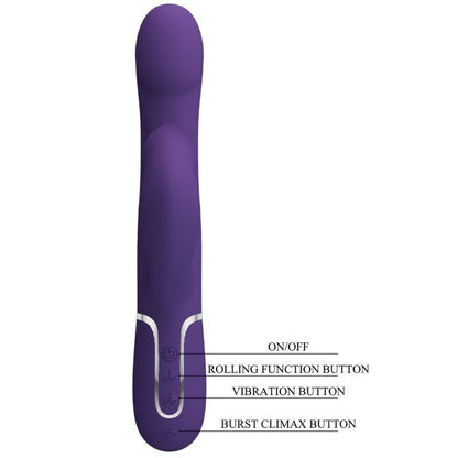 PRETTY LOVE - ZALIN RABBIT VIBRATOR PEARLS 4 IN 1 PURPLE - 3