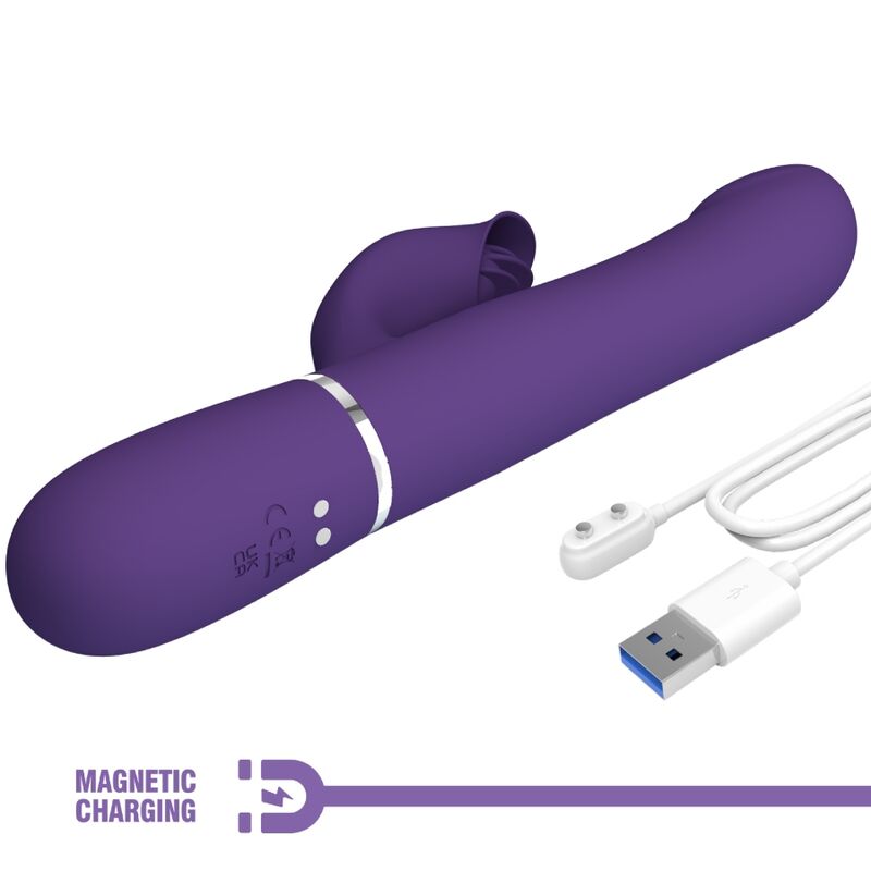 PRETTY LOVE - ZALIN RABBIT VIBRATOR PEARLS 4 IN 1 PURPLE - 2