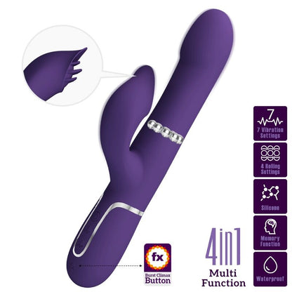 PRETTY LOVE - ZALIN RABBIT VIBRATOR PEARLS 4 IN 1 PURPLE - 11