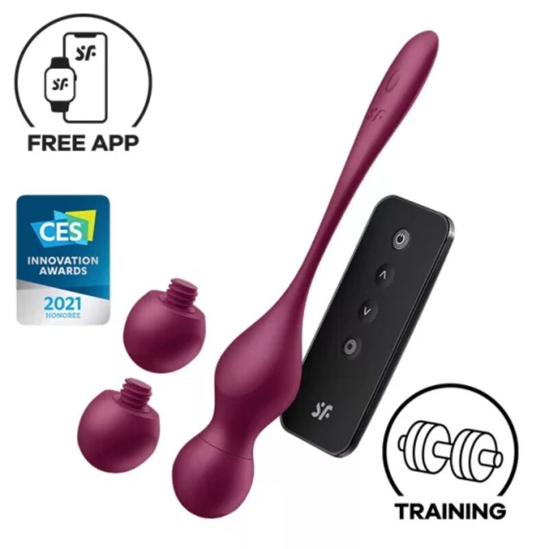 SATISFYER - LOVE BIRDS VARY VIBRATING BALLS FREE APP WINE RED - 5