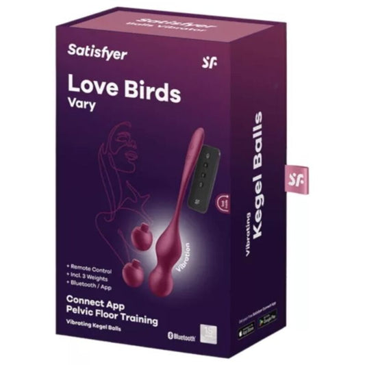 SATISFYER - LOVE BIRDS VARY VIBRATING BALLS FREE APP WINE RED - 1