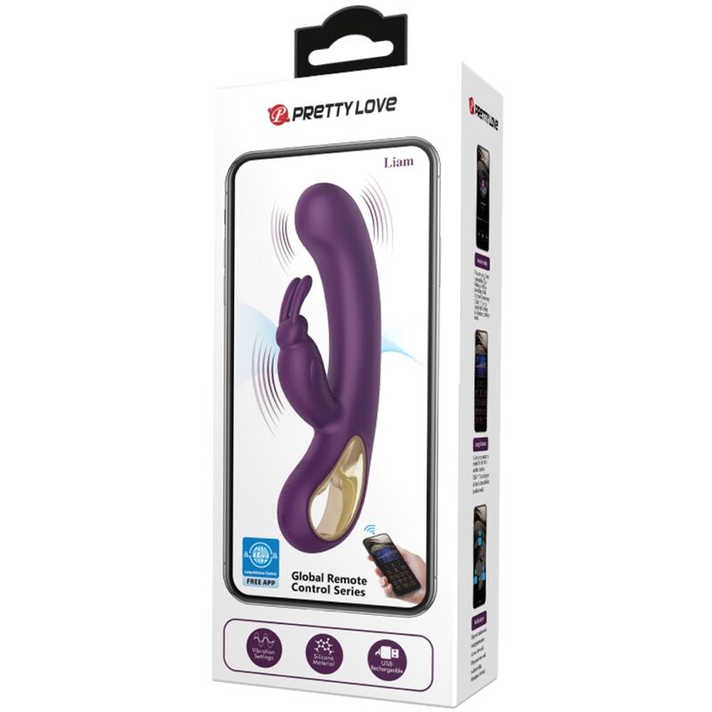 PRETTY LOVE - LIAM RABBIT VIBRATOR & G SPOT STIMULATOR PURPLE - 2