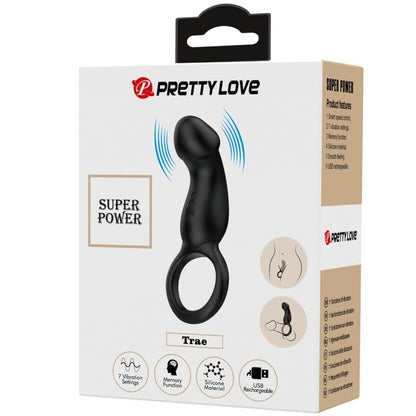 PRETTY LOVE - TRAE VIBRATING BLACK RING WITH STIMULATOR - 6