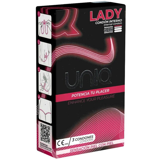 UNIQ - LADY CONDOM LATEX FREE FEMALE CONDOMS WITH GARTER BELT 3 UNITS - 1