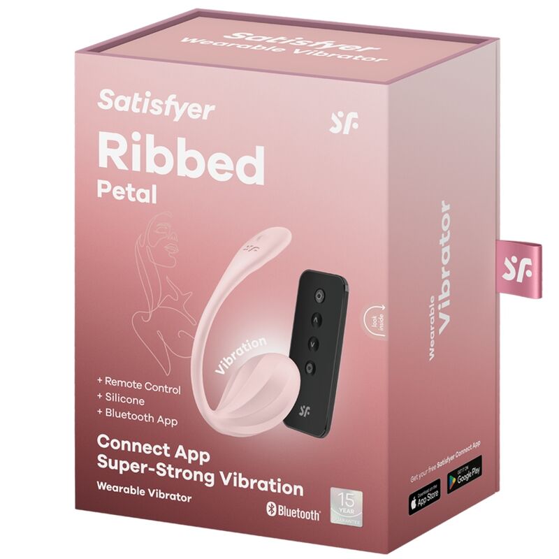 SATISFYER - RIBBED PETAL STIMULATOR WITH REMOTE CONTROL G POINT ROSE APP FREE