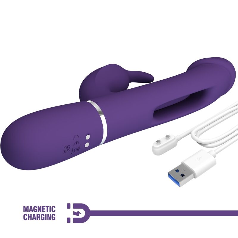 PRETTY LOVE - KAMPAS RABBIT 3 IN 1 MULTIFUNCTION VIBRATOR WITH TONGUE VIOLET - 8